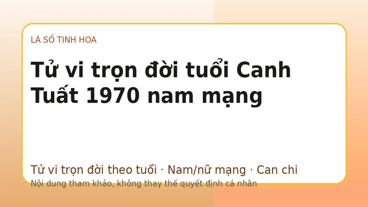 Minh họa Tử vi trọn đời tuổi Canh Tuất 1970 nam mạng trên Lá số tinh hoa