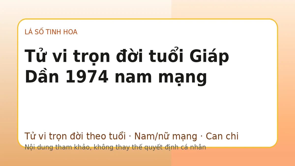 Minh họa Tử vi trọn đời tuổi Giáp Dần 1974 nam mạng trên Lá số tinh hoa
