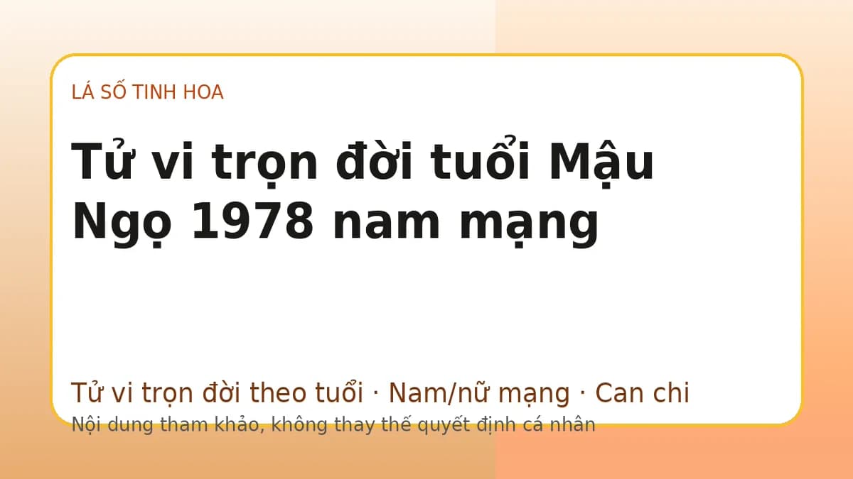 Minh họa Tử vi trọn đời tuổi Mậu Ngọ 1978 nam mạng trên Lá số tinh hoa