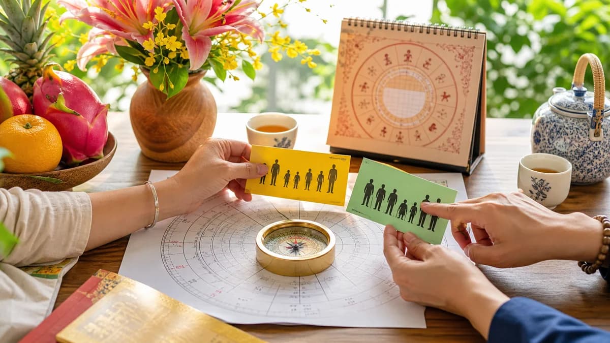 Minh họa xem ngày tốt xấu theo tuổi như một công cụ hỗ trợ lựa chọn