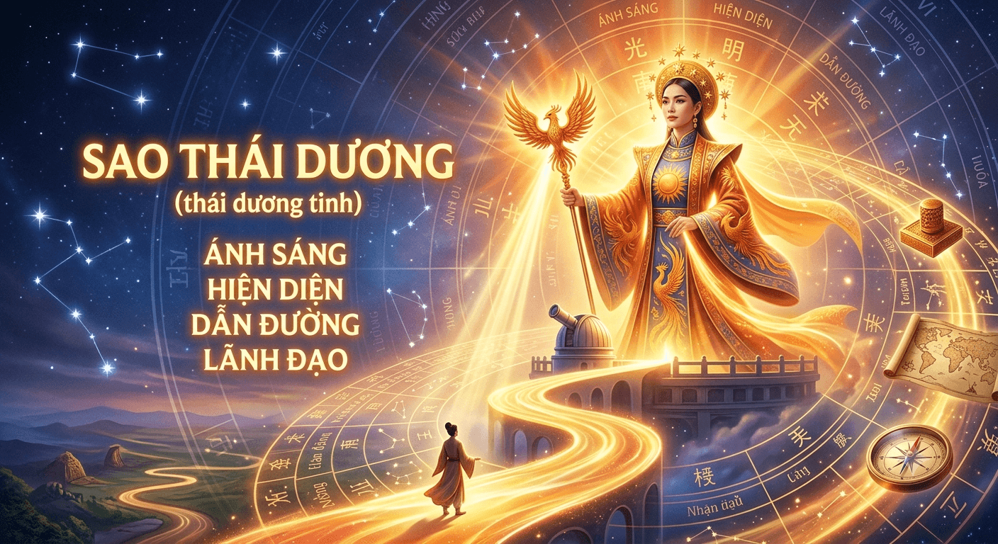 Minh họa ánh sáng buổi sáng trên bàn lá số khi người đọc phân tích sao Thái Dương và vai trò trách nhiệm