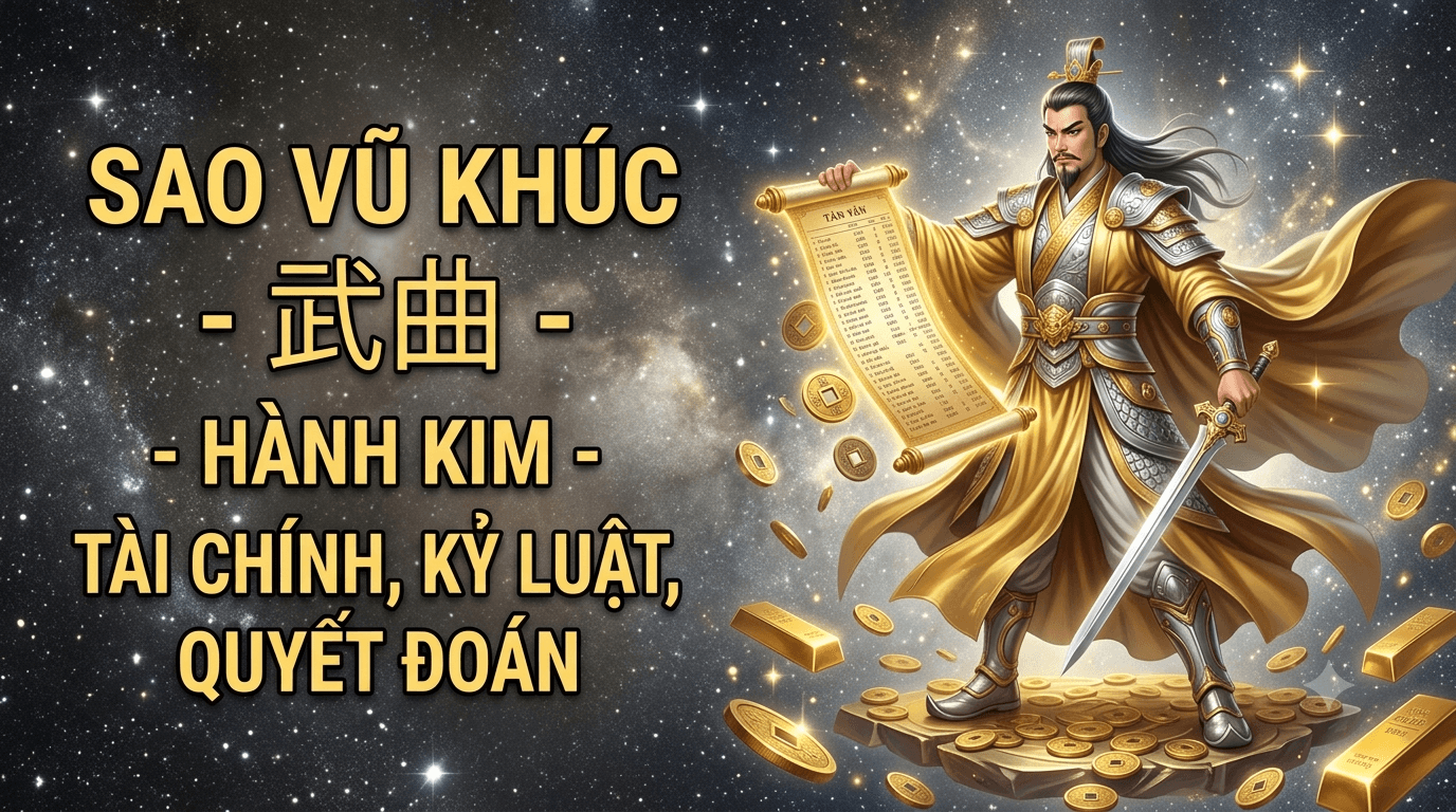 Minh họa sao Vũ Khúc trong tử vi - chính tinh hành Kim chủ về tài chính và kỷ luật